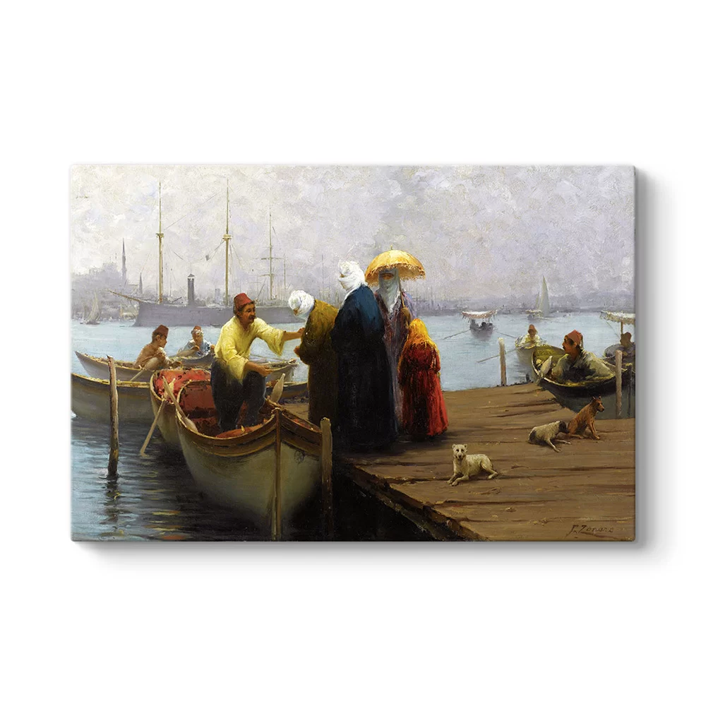 Fausto Zonaro - Women Boarding Tablosu - Model 1